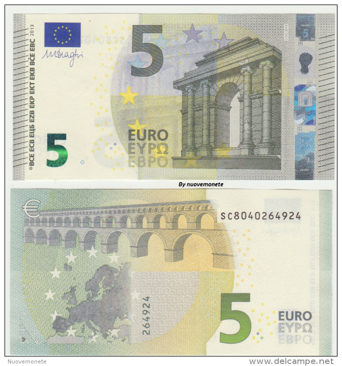 2014 EURO NOTE BANCONOTA BILLET DA 5 EURO SC ITALIA ITALY S003.. FDS UNC DRAGHI APPENA EMESSA - 5 Euro
