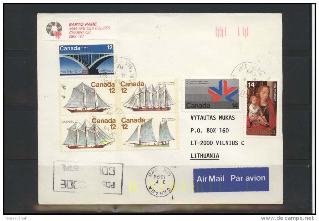 CANADA Postal History Cover Brief CA 063 Sailing Ship Transportation Art Air Mail - Lettres & Documents