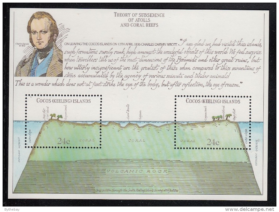 Cocos MNH Scott #81 Souvenir Sheet Of 2 Charles Darwin, Atoll - Cocos (Keeling) Islands