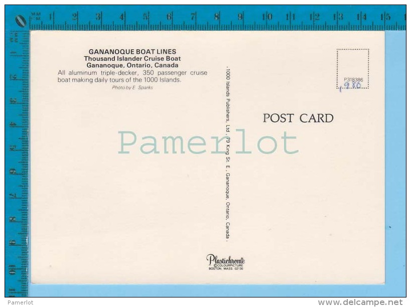 Gananoque Boat Line  ( Gananoke Ontario  ) Carte Postale Post Card Recto/verso - Gananoque