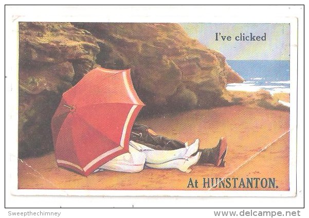 SEASIDE COMIC POSTCARD IV'E CLICKED AT Hunstanton NORFOLK USED 1929 POSTAL UNION CONGRESS LONDON 1929 STAMP ATTACHED - Altri & Non Classificati