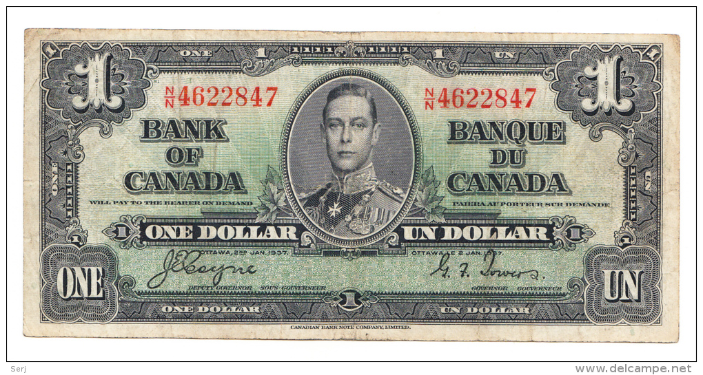 Canada 1 Dollar 1937 Coyne-Towers VF P 58e 58 E - Canada