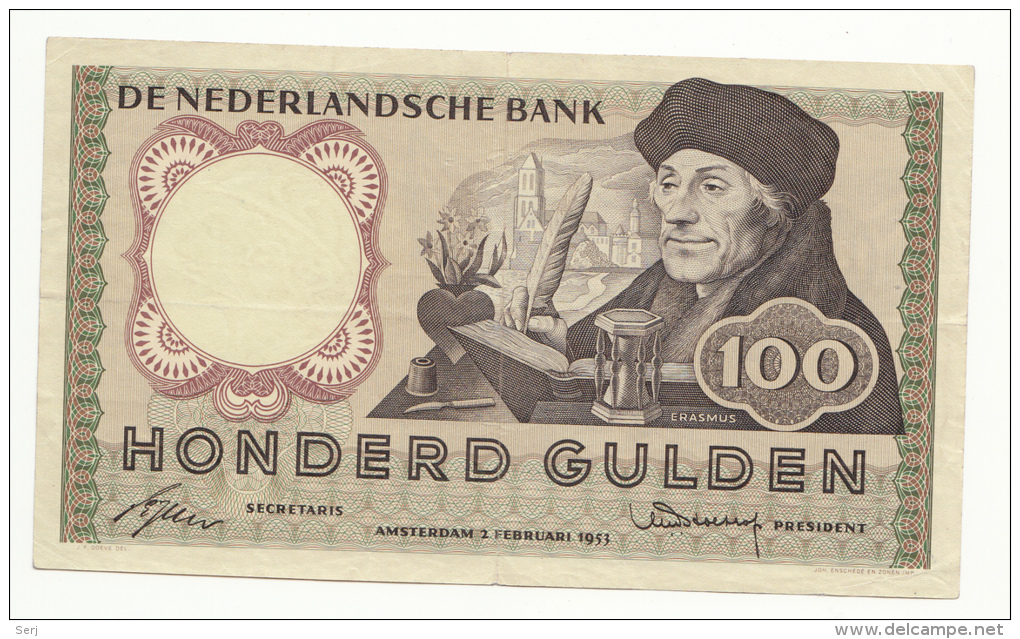 Netherlands 100 Gulden 2-2-1953 VF+ Pick 88 - 100 Gulden