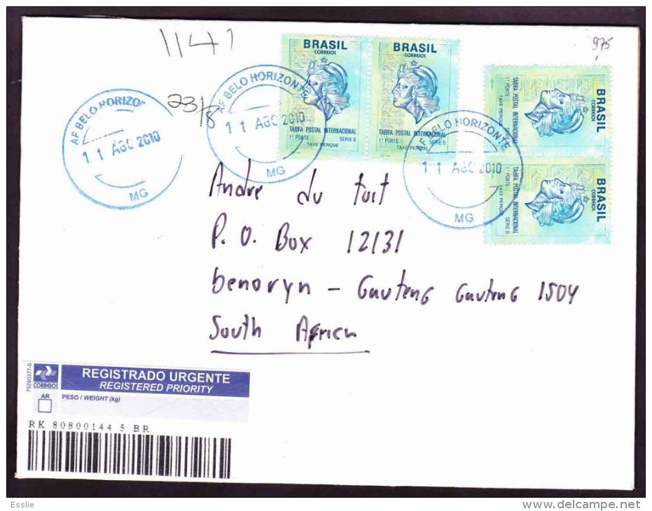 Brazil On Registered Cover To South Africa - 2010 (1993) - Image Of The Republic - Brieven En Documenten