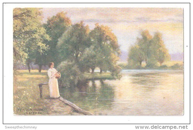 PENTON HOOK LALEHAM Nr STAINES  CHERTSEY SURREY PELHAM SERIES ART ARTIST DRAWN POSTCARD - Surrey