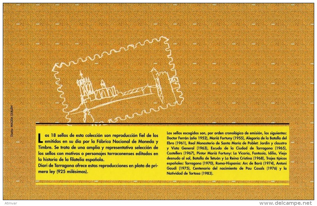 ESPAÑA / SPAIN. Sellos De Tarragona, Carpeta Reproducciones Plata Primera Ley 925, Silver Stamps, Timbres Argent - Collections