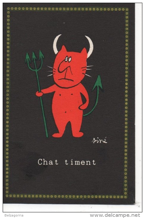 ILLUSTRATEURS Signés SINE,    CHAT   TIMENT - Sine