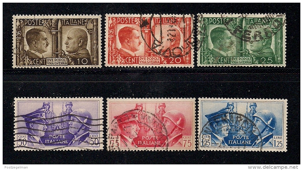 ITALY, 1941, Cancelled Stamp(s) Hitler &amp; Musolini, MI 623-628, #16104 - Used