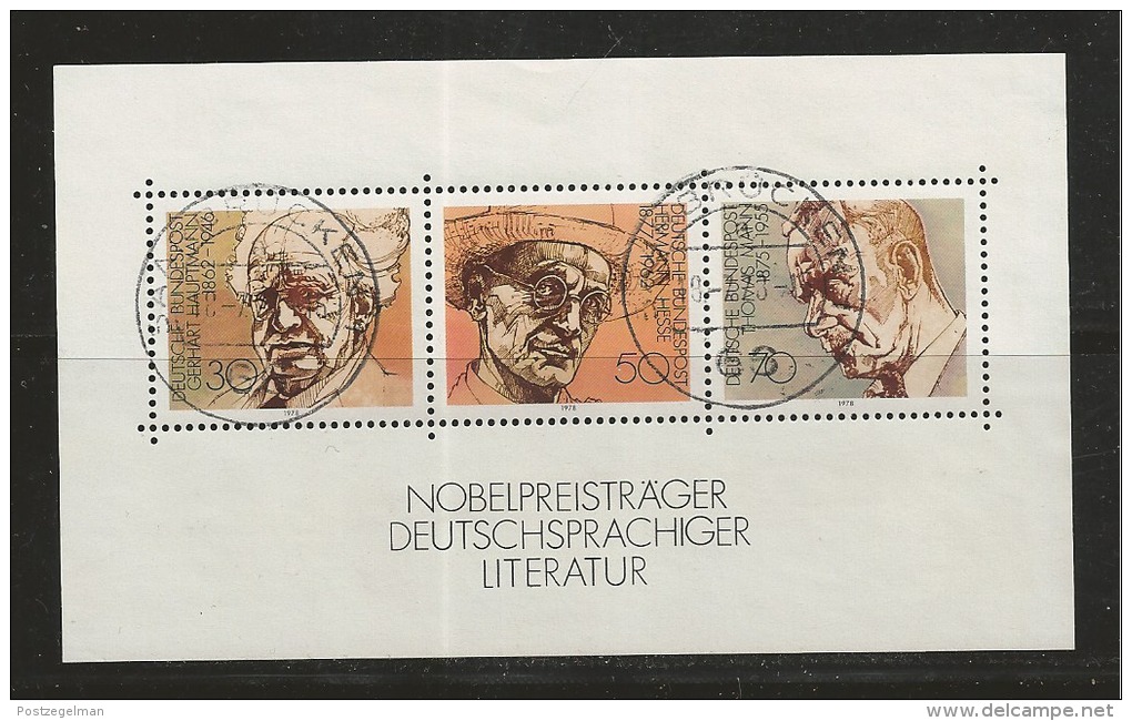 GERMANY, 1978, Used Block  Of Stamp(s), Nobel Prize Winners,  MI Bl16, #16241 , - Other & Unclassified