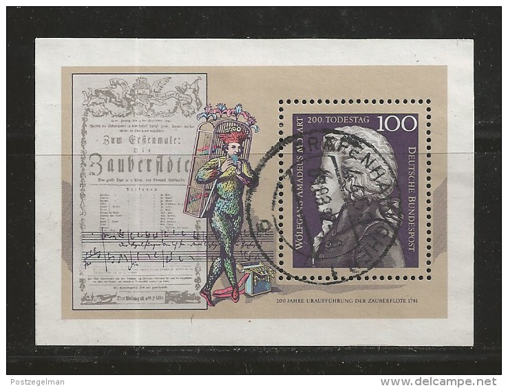 GERMANY, 1991, Used Block  Of Stamp(s),  Mozart,  MI Bl26, #16246 , - Other & Unclassified