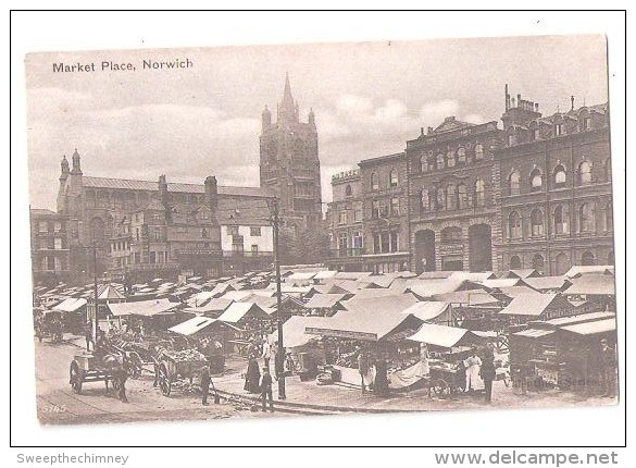 NORWICH MARKET PLACE OLD POSTCARD NORFOLK  USED 1911 POSTCARD - Norwich