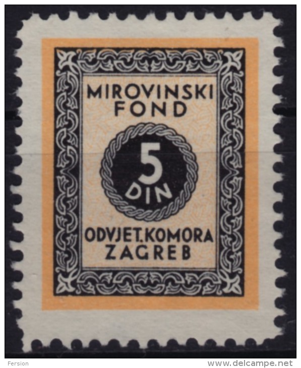 Yugoslavia Croatia - Revenue Stamp (lawyer Pension Salary Stamp) - 1930´s  - Used - 5 Din - Officials