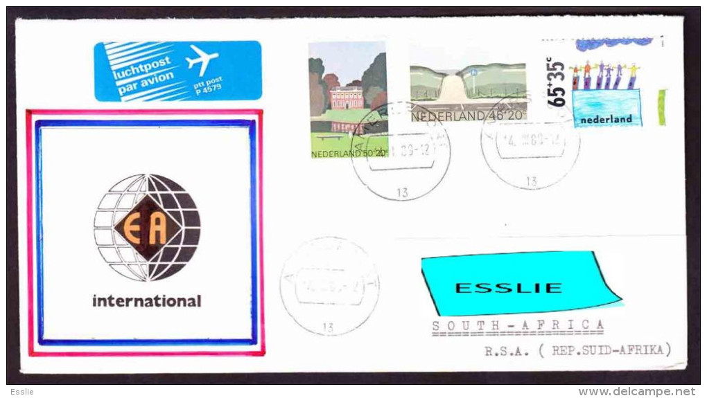 Netherlands On Air Mail Cover To South Africa - 1989 (1980) - Promotion Of Nature Preseves, Royal Dutch Swimming Federat - Cartas & Documentos