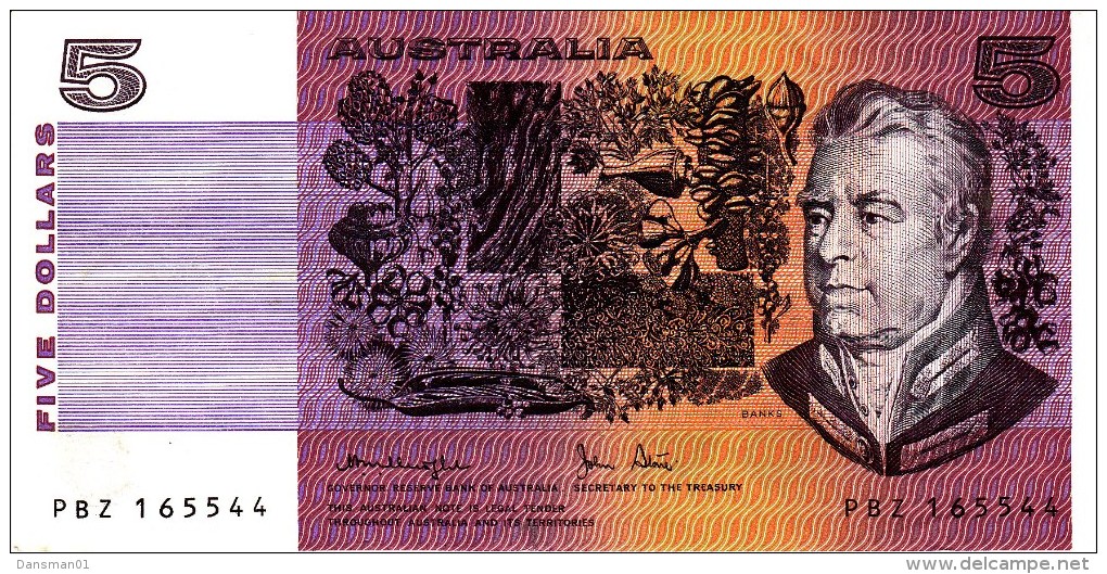 AUSTRALIA 1979 $5 Banknote Knight/ Stone AUnc - 1974-94 Australia Reserve Bank (Banknoten Aus Papier)