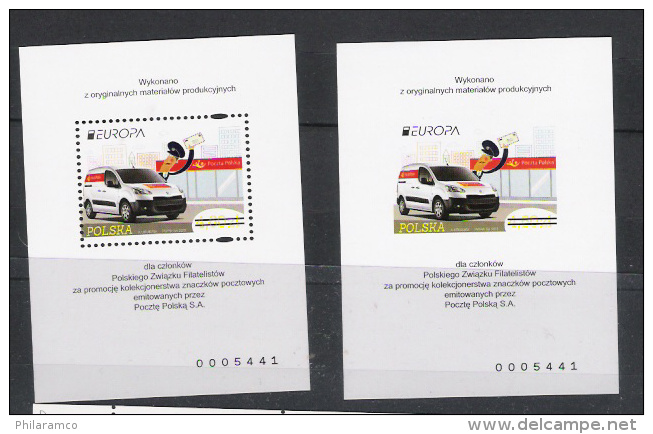 Poland 2013 Europa CEPT, CARS 2 VERY  RARE  S/sheets  With Control Number - Neufs