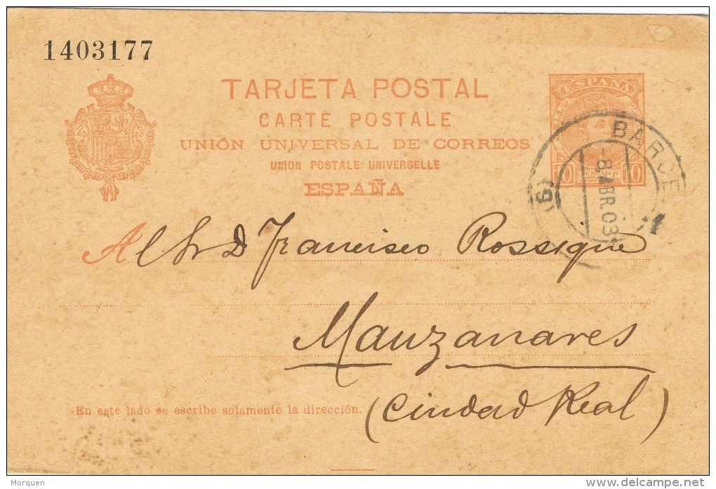 10151. Entero Postal Barcelona 1903. Ed. Num 42 - 1850-1931
