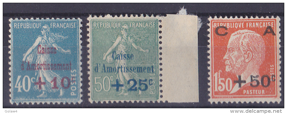 12556# CAISSE D´ AMORTISSEMENT SEMEUSE PASTEUR N° 246 à 248 ** NEUFS SANS CHARNIERE Cote 70 Euros - Andere & Zonder Classificatie