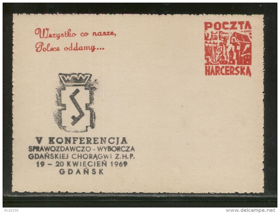 POLAND 1969 SCARCE SCOUTS MAIL "POSTCARD" GDANSK REGION REPORTING ELECTION CONFERENCE SCOUTS SCOUTING - Briefe U. Dokumente