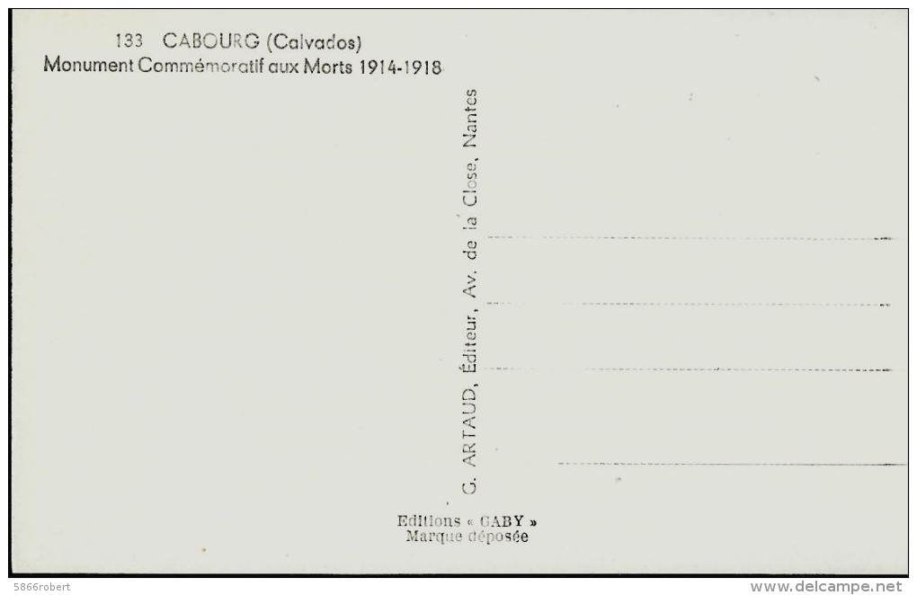 CARTE POSTALE ORIGINALE ANCIENNE : CABOURG  MONUMENT COMMEMORATIF AUX MORTS 1914-1918  CALVADOS (14) - Monuments Aux Morts