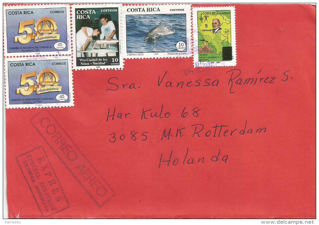 Costa Rica 1994 San Joaquin De Flores Dolphin Children Express Cover - Costa Rica