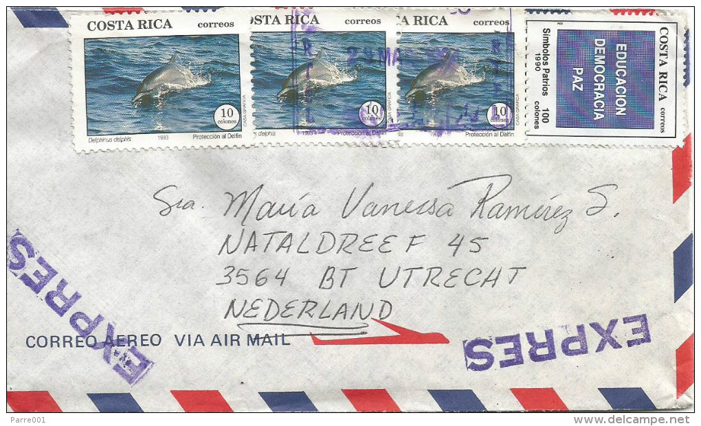 Costa Rica 1994 San Joaquin De Flores Dolphin Education Express Cover - Costa Rica