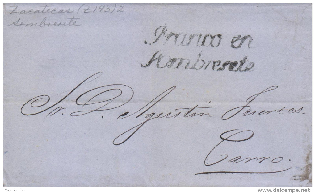 RG)1869 MEXICO, FRANCO EN SOMBRERETE SELLO NEGRO, CIRCULAR CANC. AT THE BACK, CIRCULATED COMPLETE LETTER TO - Mexico