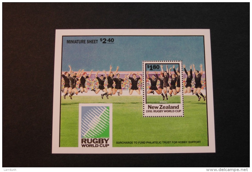 New Zealand 1057a Rugby World Cup Souvenir Sheet Block MNH 1991 A04s - Blocks & Sheetlets