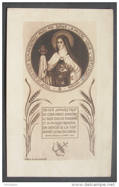 IMAGE PIEUSE (vers 1920) Abbaye De Maredret N° 475 : SAINTE THERESE DE L'ENFANT JESUS - HOLY CARD / SANTINO - Devotieprenten