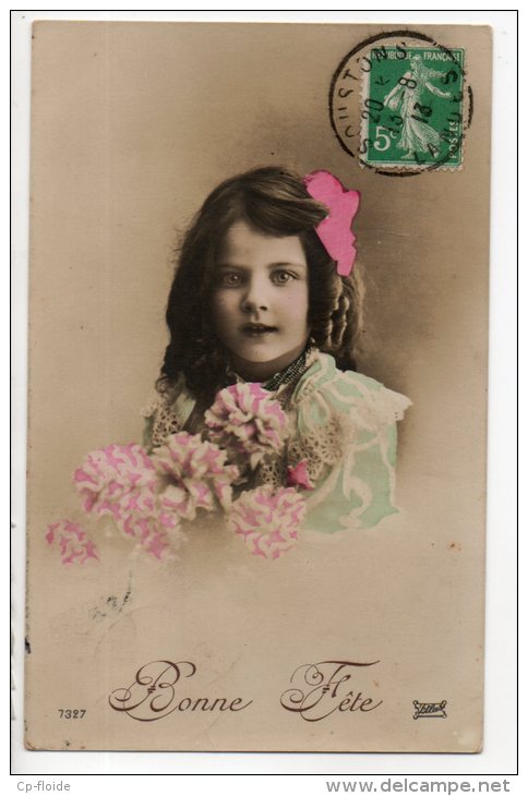 ENFANTS . PORTRAIT DE FILLETTE . BOUQUET DE FLEURS - Ref. N°6998 - - Portraits