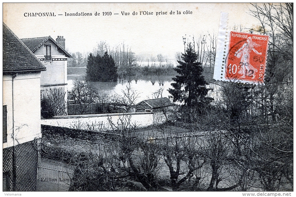 C94 Cpa 95 Chaponval - Inondations De 1910 - Vue De L´Oise Prise De La Côte - Autres & Non Classés