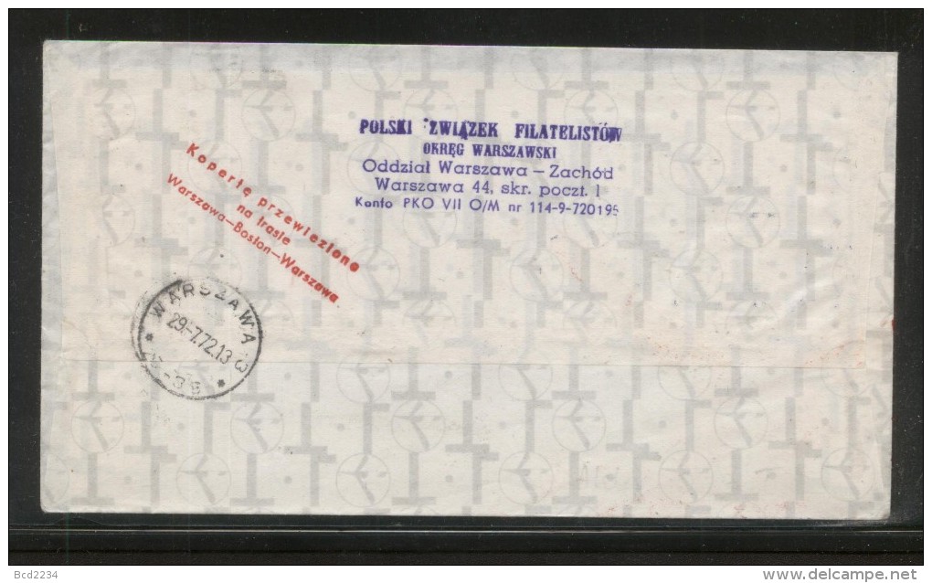 POLAND 1972 FIRST FLIGHT COVER PLL LOT WARSAW TO BOSTON USA AIRPLANE AIRCRAFT NICHOLAS COPERNICUS PLANE - Airplanes