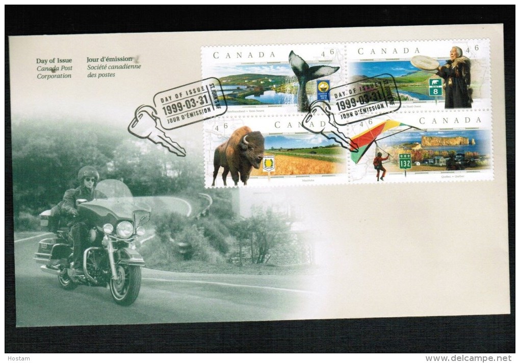 CANADA 1999 SCENIC HIGHWAYS #3 Se-ten FDC BL/4 MLH #1783a. GOOD CONDITION - 1991-2000