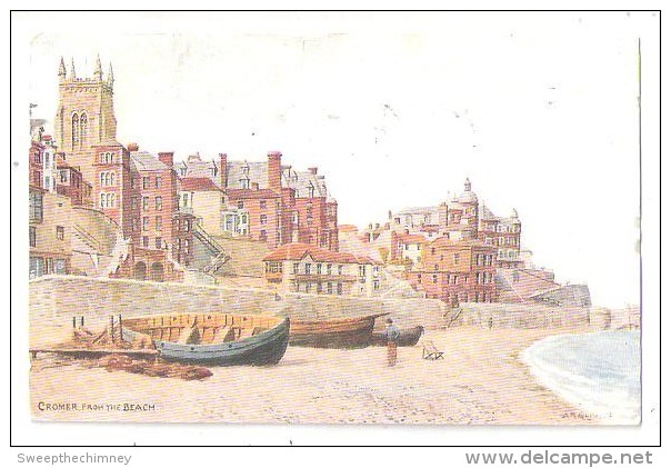 NORFOLK: Cromer From The Beach By A. R. Quinton ARTIST DRAWN ART POSTCARD USED 1957 - Andere & Zonder Classificatie