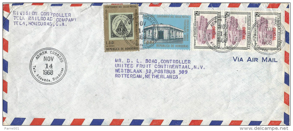 Honduras 1968 Tela Stamp On Stamp Post Office Bank Official Cover - Honduras