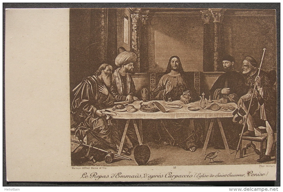 CPA En Heliogravure D´après L´oeuvre De CARPACCIO  :  LE REPAS D'EMMAUS - Jesus