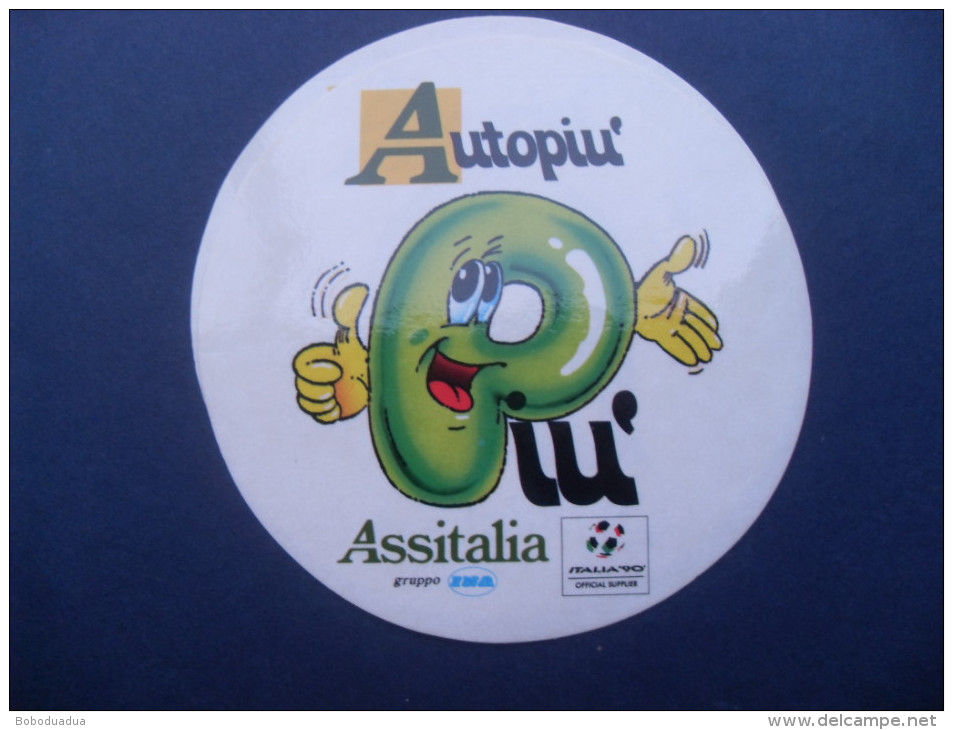 ADESIVO PUBBLICITARIO VINTAGE AUTOPIU' ASSITALIA - ITALIA '90 CALCIO - Adesivi