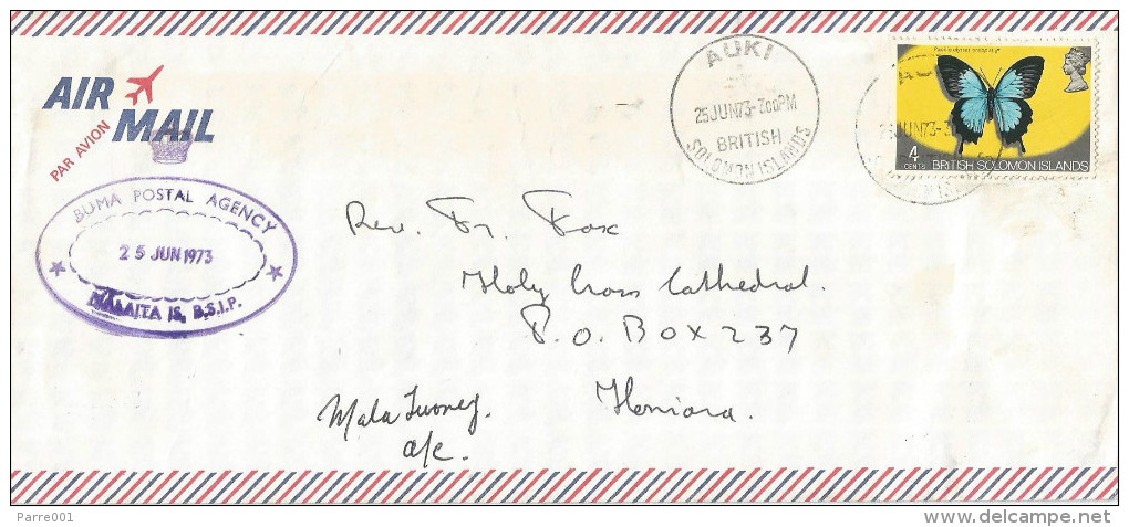 Solomon Islands 1973 Buma Postal Agency Auki Papilio Domestic Cover - Solomoneilanden (1978-...)