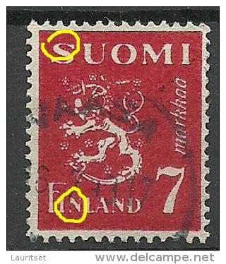 FINLAND FINNLAND Coat Of Arms With Printing ERROR Druckfehler O - Used Stamps