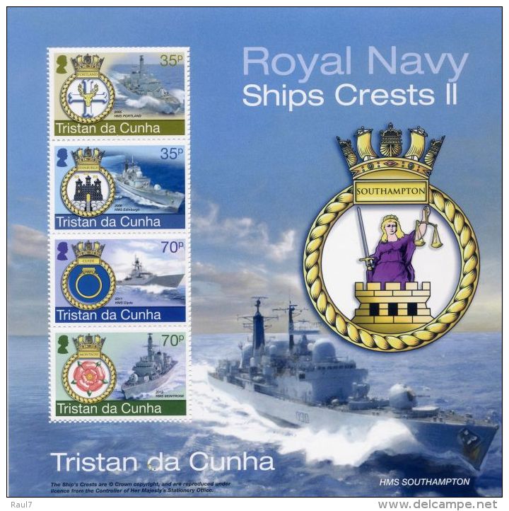 Tristan Da Cunha 2012 - Bateaux Royal Navy - Feuillet Neufs // Mnh - Tristan Da Cunha