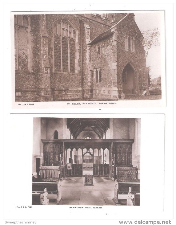 TWO 2 POSTCARDS OF St. Helen Church  Ranworth NORFOLK Rood Screen & THE CHURCH - Otros & Sin Clasificación