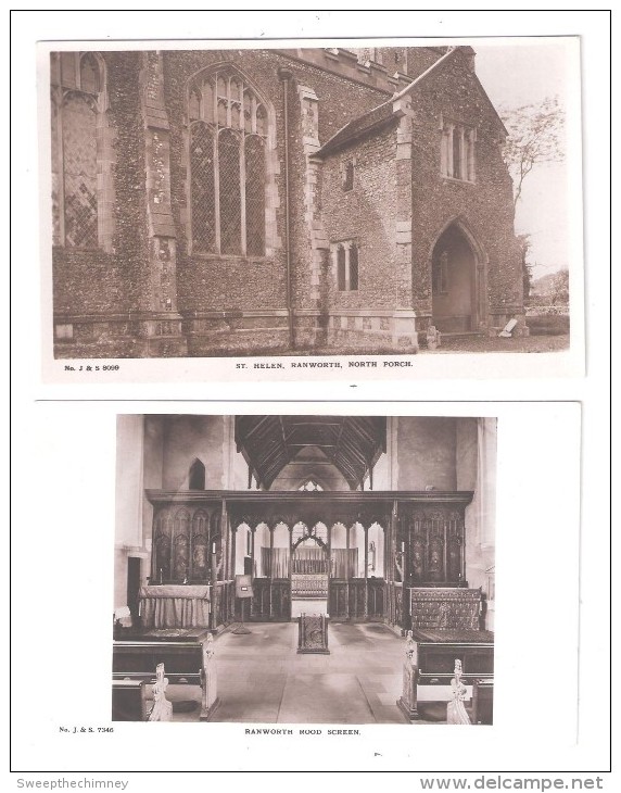 TWO 2 POSTCARDS OF St. Helen Church  Ranworth NORFOLK Rood Screen & THE CHURCH - Other & Unclassified