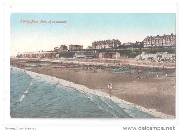 HUNSTANTON SANDS FROM THE PIER UNUSED OLD POSTCARD NORFOLK - Andere & Zonder Classificatie