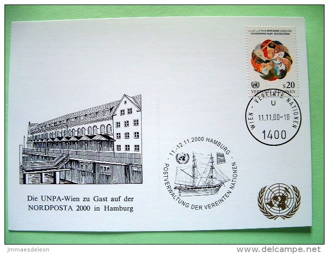 United Nations Vienna 2000 Special Ship Cancel HAMBURG On Postcard - People Races (1991 Scott 116 = 3.50 $) - Briefe U. Dokumente