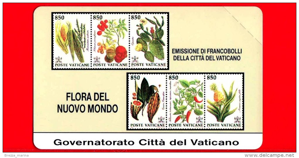 Nuovo - MNH - VATICANO - Scheda Telefonica - Golden 2 - C & C 6002 - Flora Nuovo Mondo - Vaticano