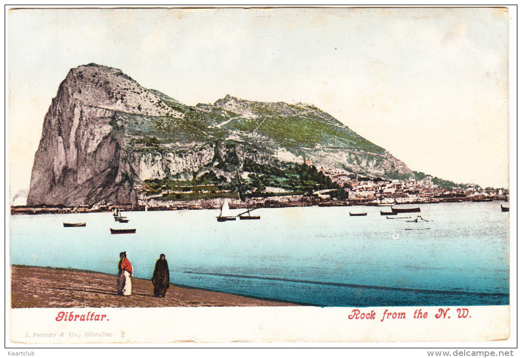 Gibraltar  - Rock From The N.W.  - (J. Ferrary & Co, Gibraltar  2)     - ( See 2 Scans) - Gibraltar
