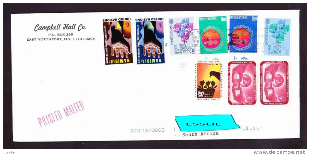 United Nations On Cover To South Africa - 2000 - Namibia, Decade For Woman, Unicef, - Storia Postale