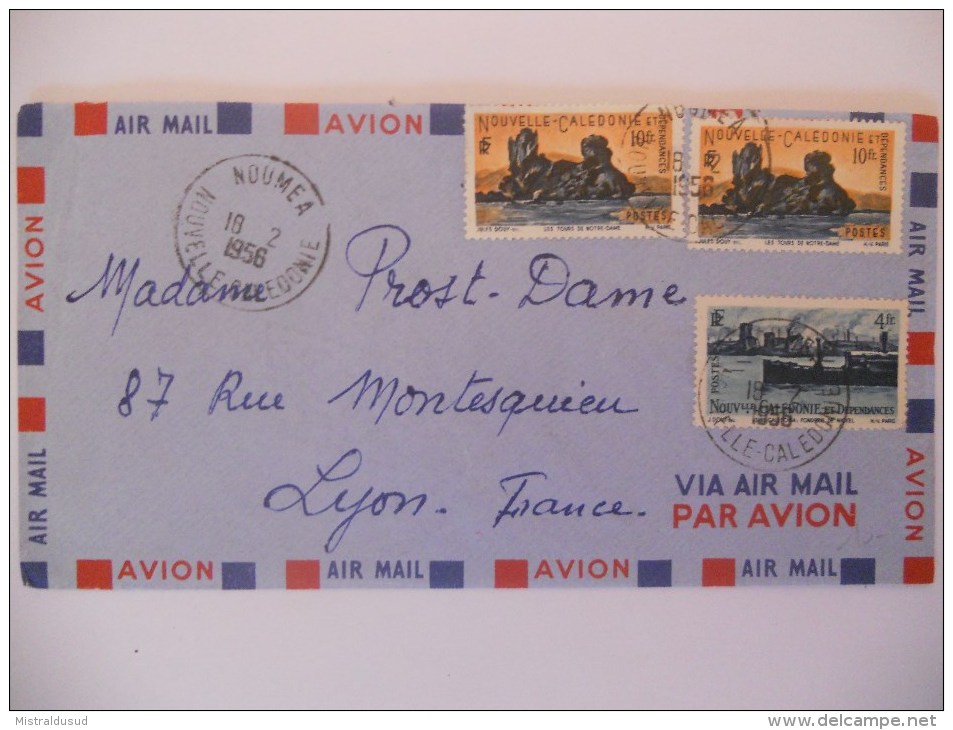 Nouvelle Caledonie Lettre De Noumea 1956 Pour Lyon - Covers & Documents