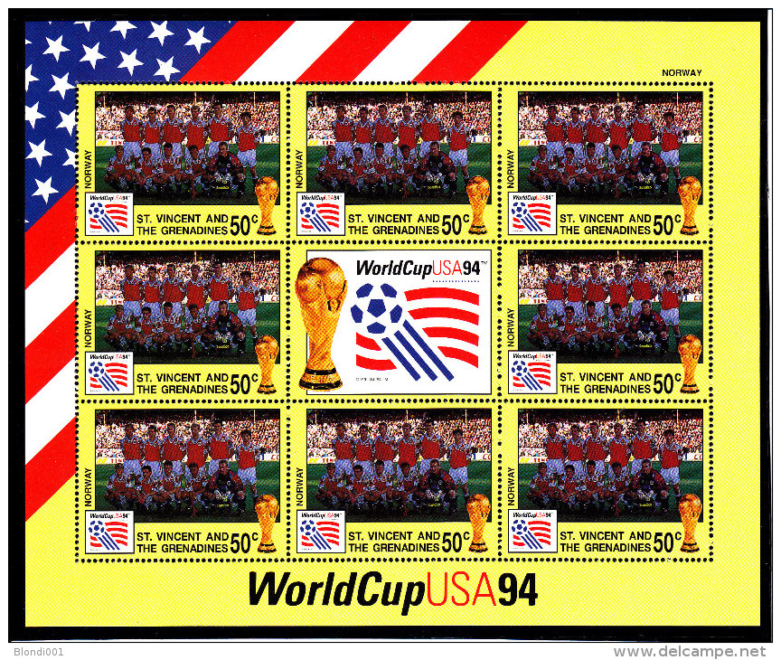 Football - Soccer World Cup 1994 - ST. Vincent - Sheet Team Norway** - 1994 – USA
