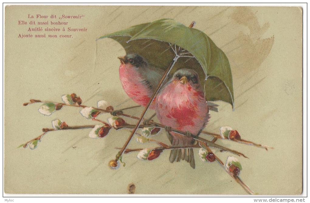 Illustrateur. Oiseaux &amp; Parapluie. "La Fleur Dit Souvenir..." - 1900-1949