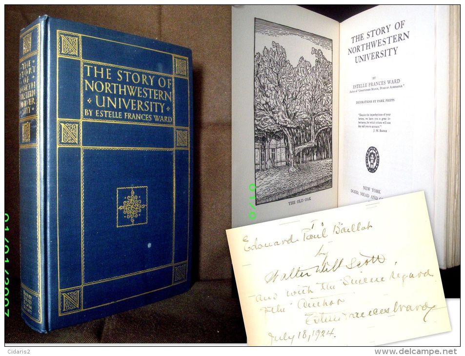 "STORY Of NORTHWESTERN UNIVERSITY" Engraving Gravure Evanston Chicago Amerique America USA Signé Inscribed E-F WARD 1924 - América Del Norte